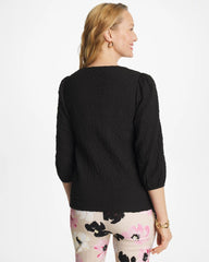 Chico's Discount Black Textured Feminine Tee