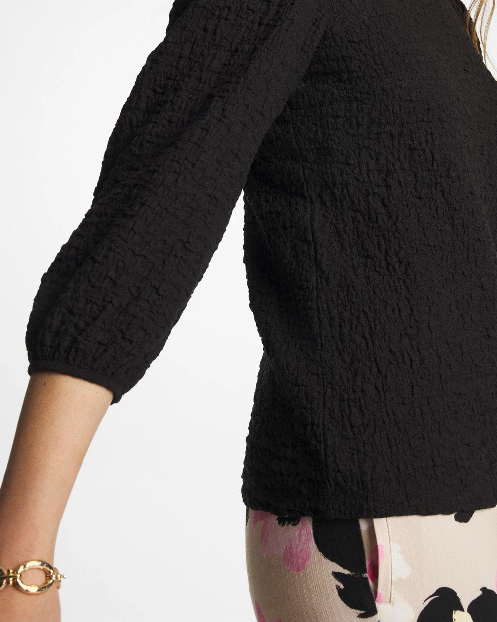 Chico's Discount Black Textured Feminine Tee