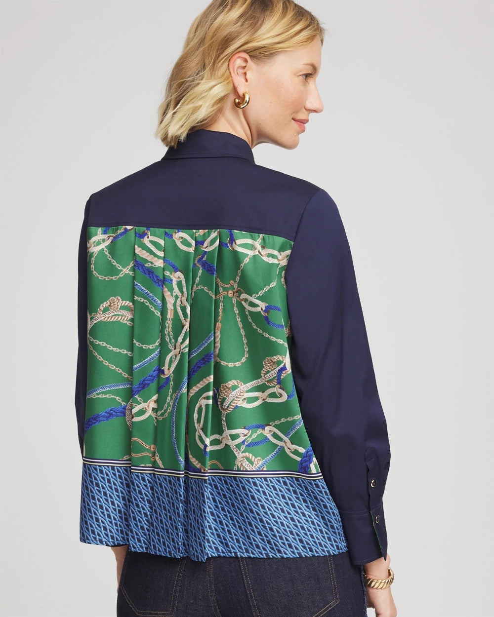 Chico's On Sale Passport Blue Rope Status Nautical Shirt