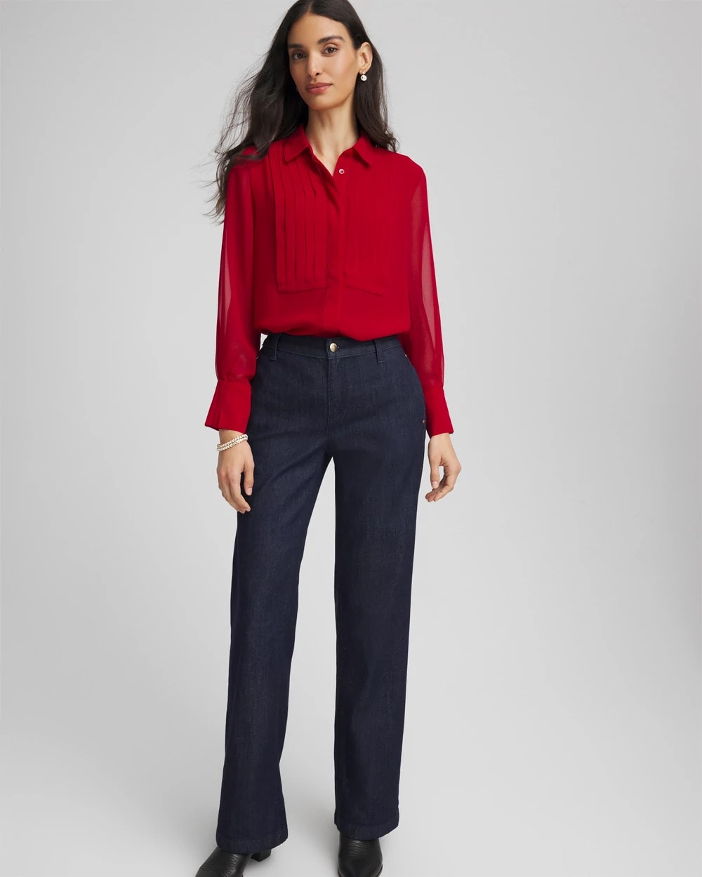 Chico's For Sale Carmine Red Pintuck Georgette Tunic
