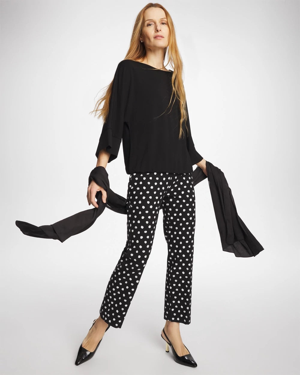 Chico's Discount Black Matte Jersey Bubble Hem Top