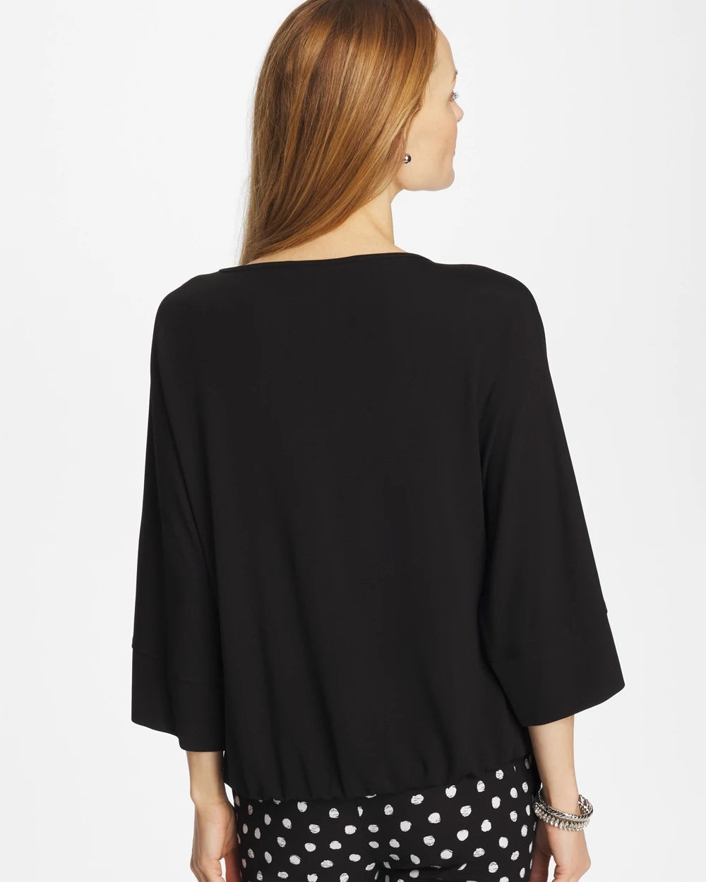 Chico's Discount Black Matte Jersey Bubble Hem Top