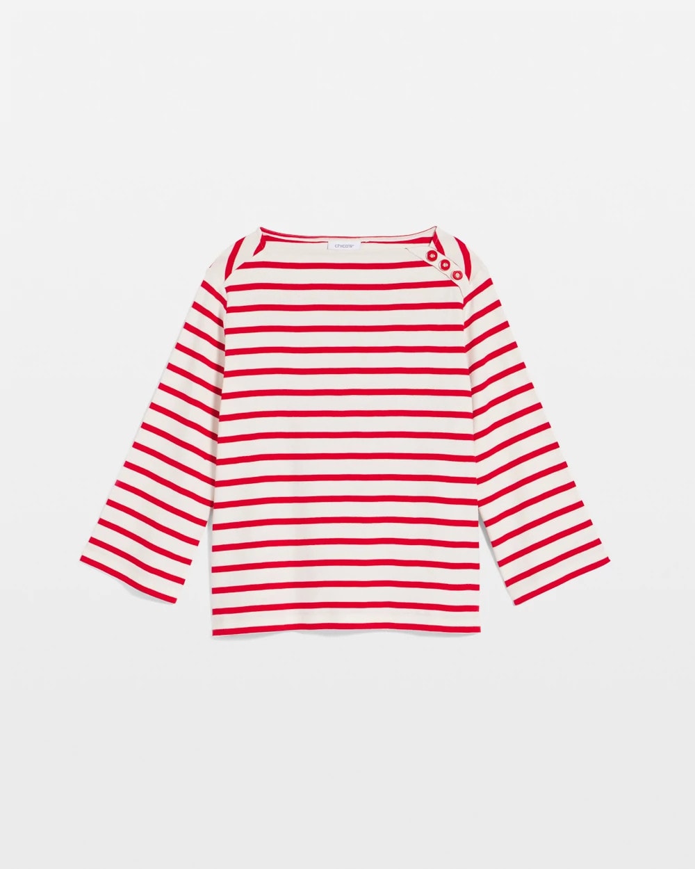 Chico's Sale Love Letter Red Bateau Neck Stripe Top