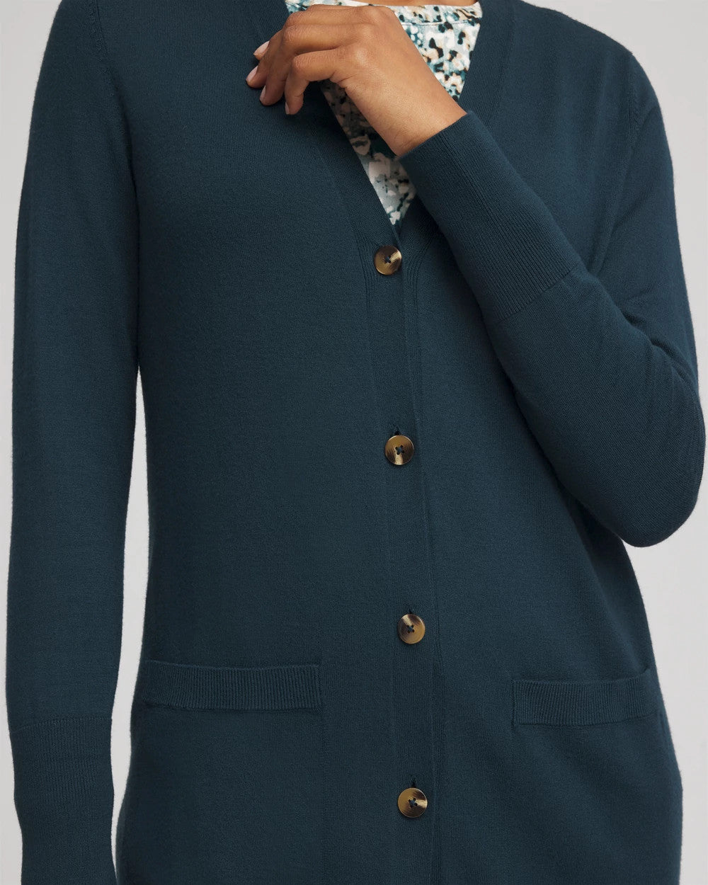 Chico's On Sale Teal Shadow Ella Pocketed Cardigan Sweater