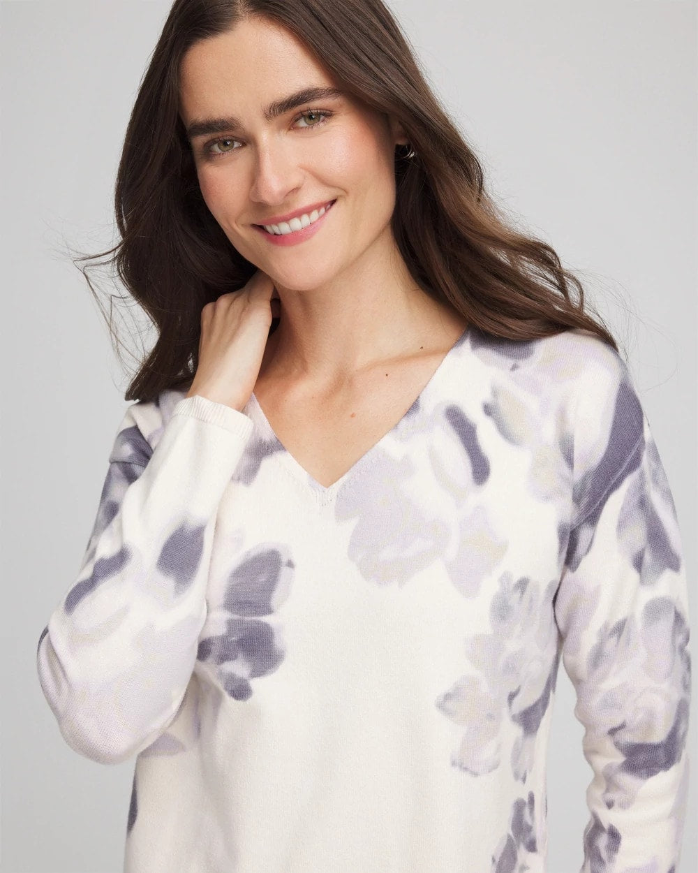 Chico's Online Multi Printed V-Neck Sweater