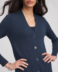 Chico's Sale Passport Blue Novelty Duster Button Cardigan