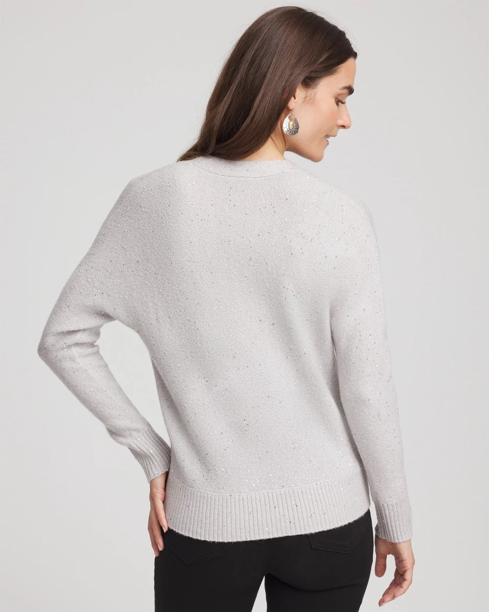 Chico's On Sale Dove Gray Shine Boyfriend Cardigan