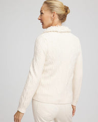 Chico's For Sale English Cream Fur Trim Moto Cardigan