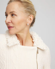 Chico's For Sale English Cream Fur Trim Moto Cardigan