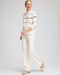 Chico's Sale English Cream Sequined Stripe Pullover Sweater