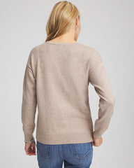 Chico's Outlet Smokey Taupe Floral Sequined Pullover