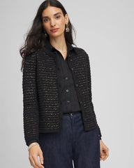Chico's On Sale Black Shine Cropped Cardigan