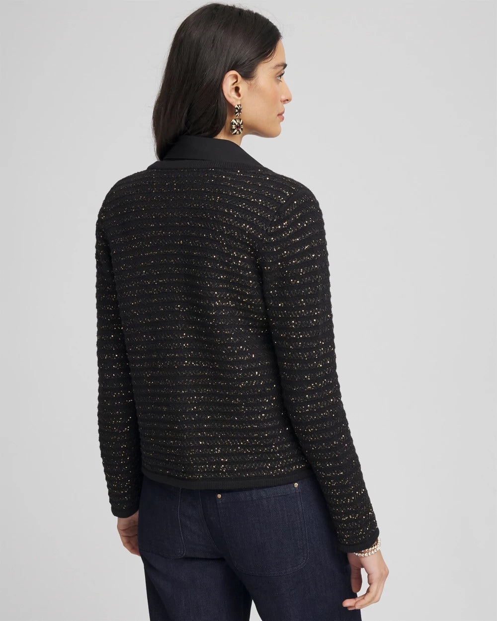 Chico's On Sale Black Shine Cropped Cardigan