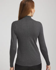 Chico's Discount Graphite Gray Ella Rhinestone Mockneck Sweater