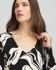 Chico's Sale Black Ella Printed V-Neck Sweater