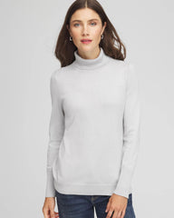 Chico's On Sale Silver Glitter Metallic Turtleneck Pullover Sweaters