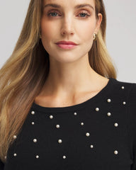 Chico's For Sale Black Embellished Cashmere Pullover Sweater