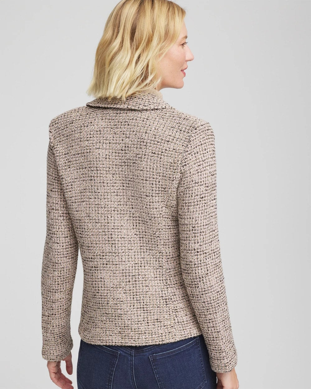 Chico's Online Smokey Taupe Double Breasted Tweed Blazer