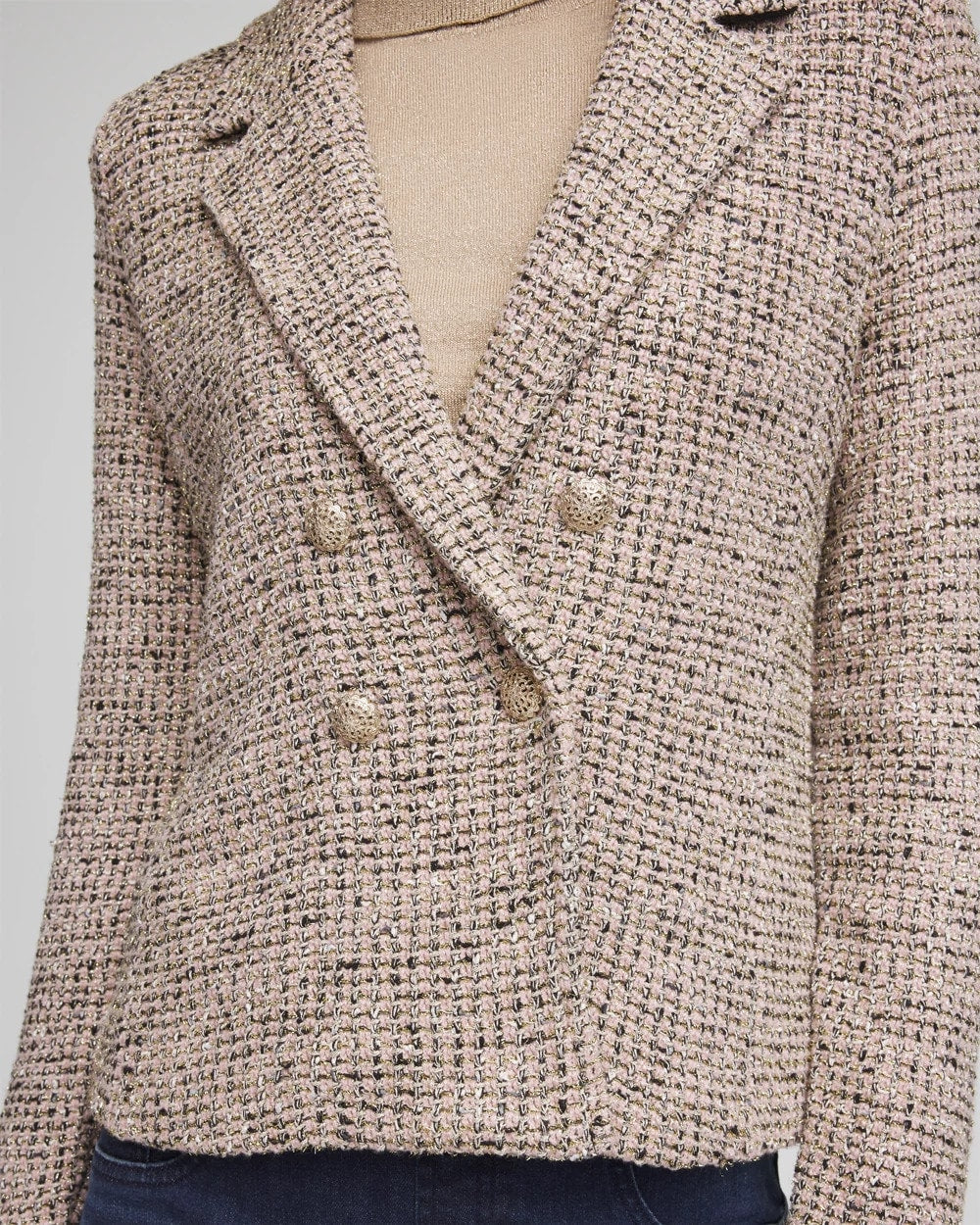 Chico's Online Smokey Taupe Double Breasted Tweed Blazer