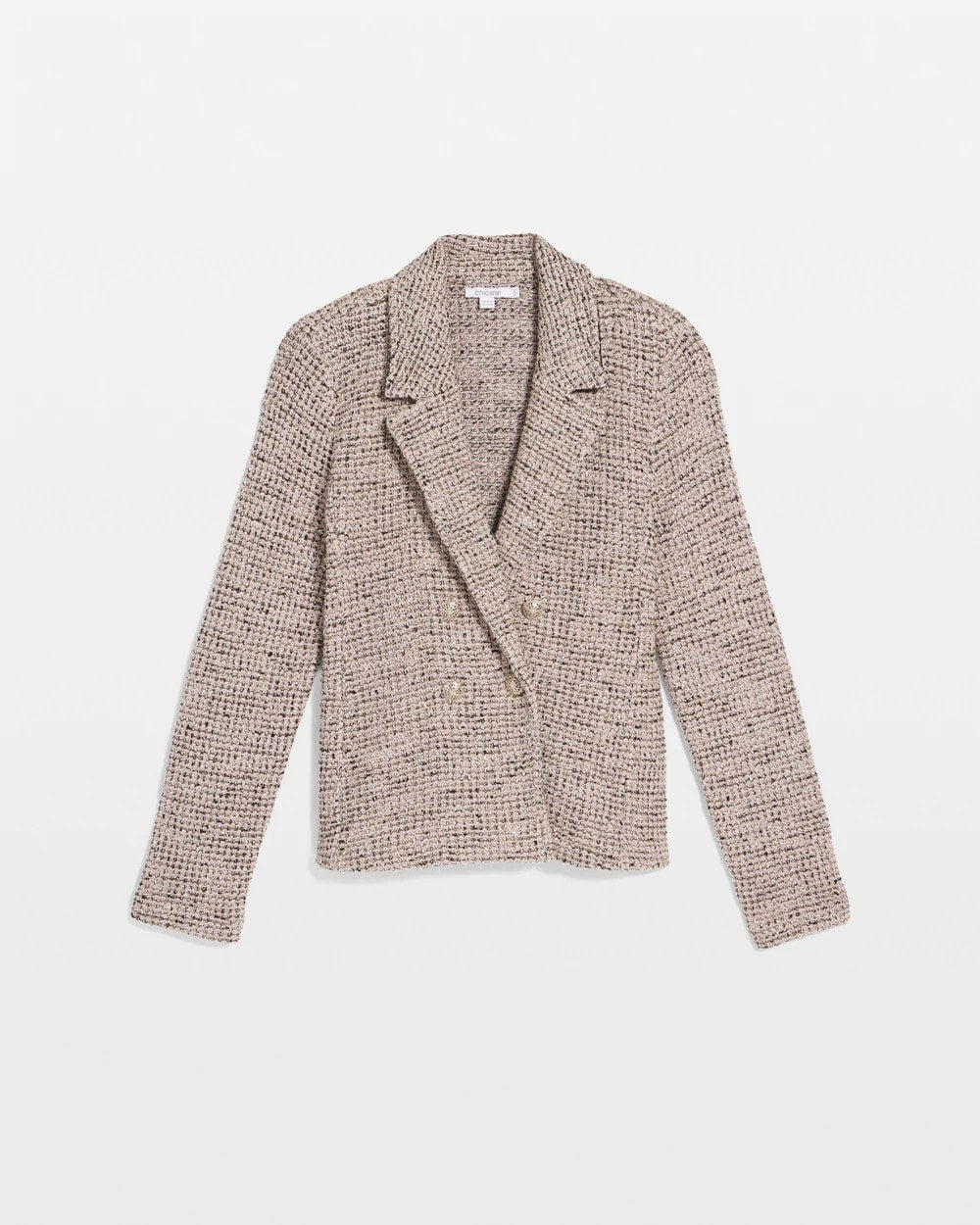 Chico's Online Smokey Taupe Double Breasted Tweed Blazer