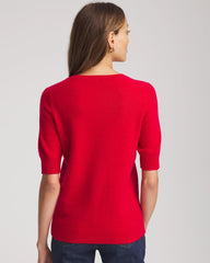 Chico's Discount Red Crewneck Cashmere Pullover Sweater
