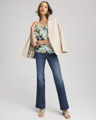 Chico's Sale Blue Menthe Printed Dolman V-Neck Pullover Sweater