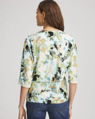 Chico's Sale Blue Menthe Printed Dolman V-Neck Pullover Sweater