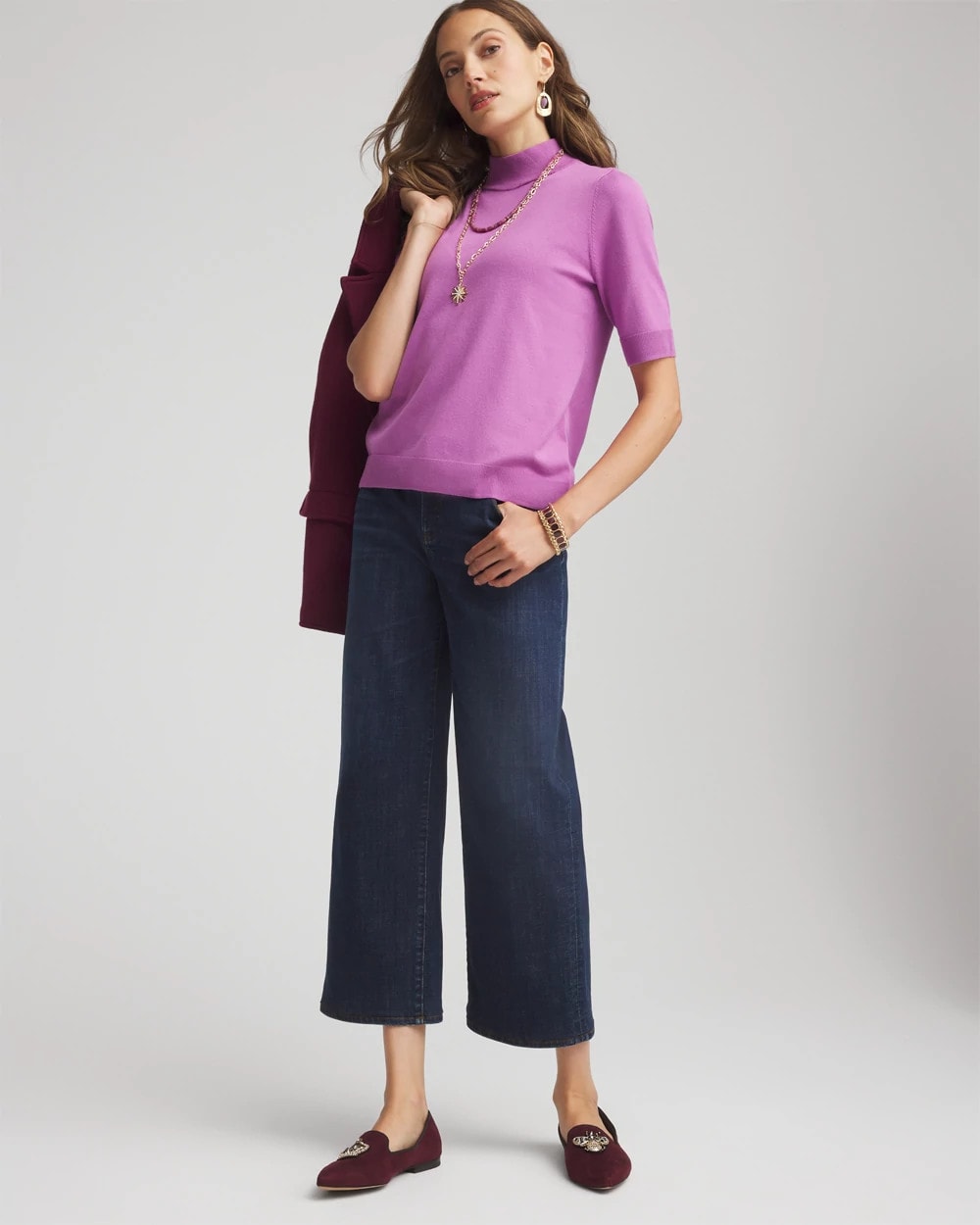 Chico's For Sale Gooseberry Ella Elbow Sleeve Mockneck Sweater