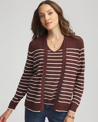 Chico's Online Cacao Ella Striped Long-Sleeve Cardigan