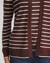Chico's Online Cacao Ella Striped Long-Sleeve Cardigan