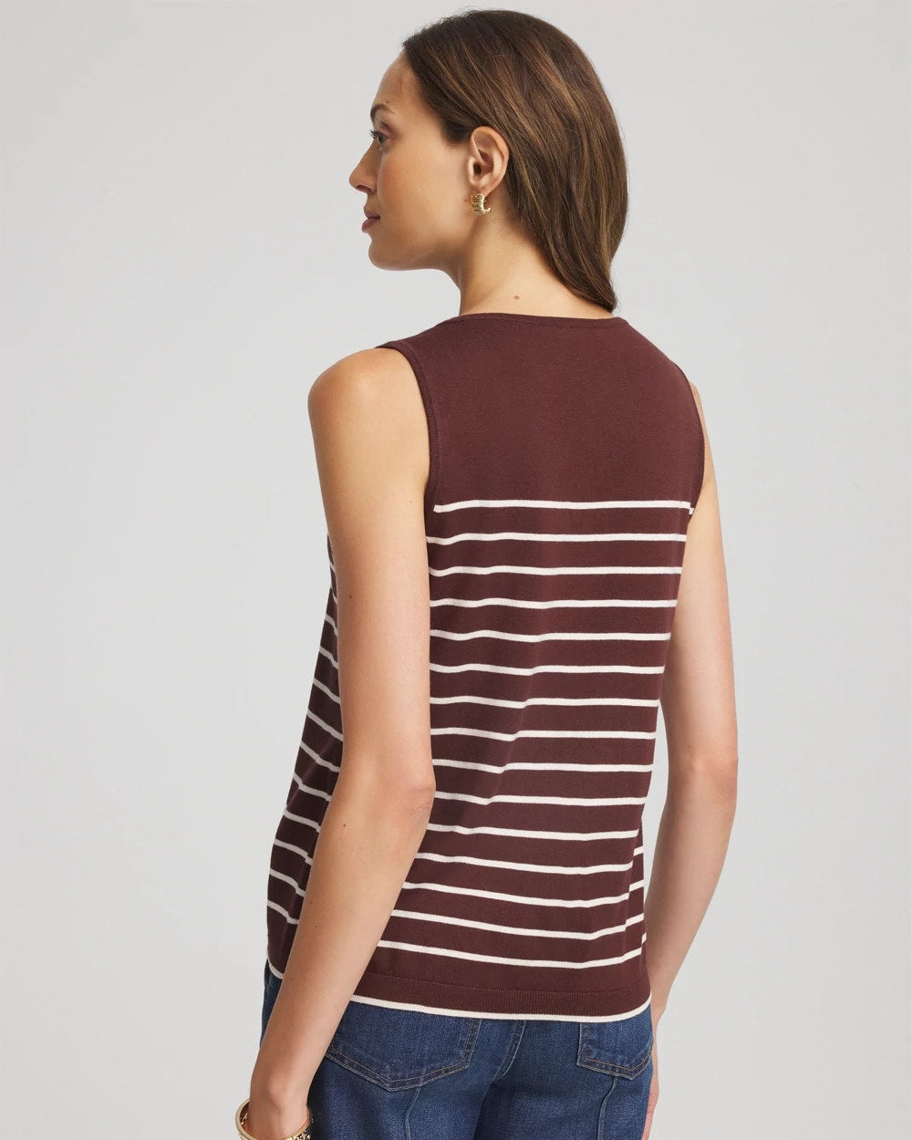 Chico's Discount Cacao Ella Striped Sweater Tank