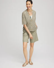 Chico's Sale Washed Sage Short Button-down Cardigan