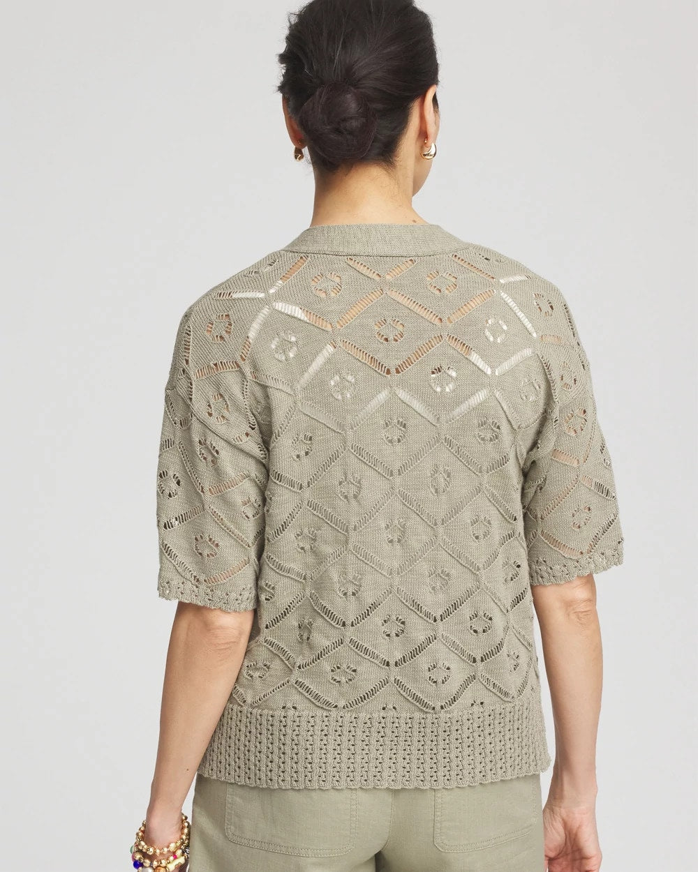 Chico's Sale Washed Sage Short Button-down Cardigan