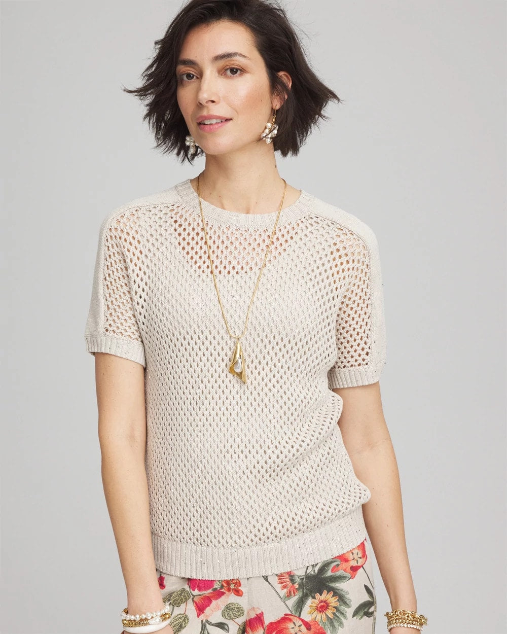 Chico's Outlet River Rock Dolman Sleeved Sweater Tee