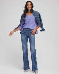 Chico's On Sale Vibrant Iris Contrast Stitch Detail Pullover