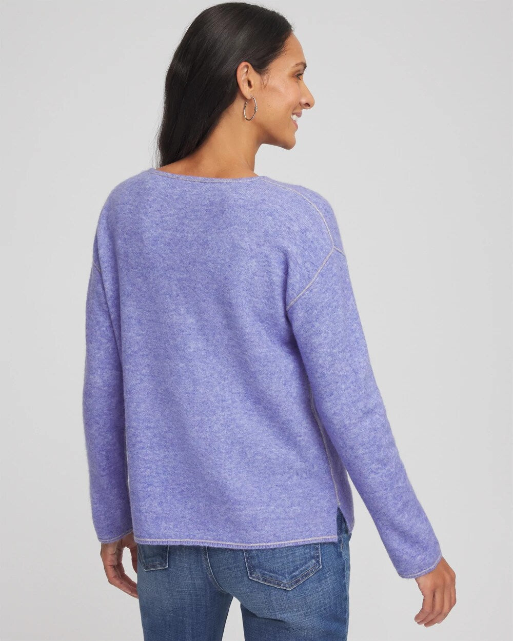 Chico's On Sale Vibrant Iris Contrast Stitch Detail Pullover