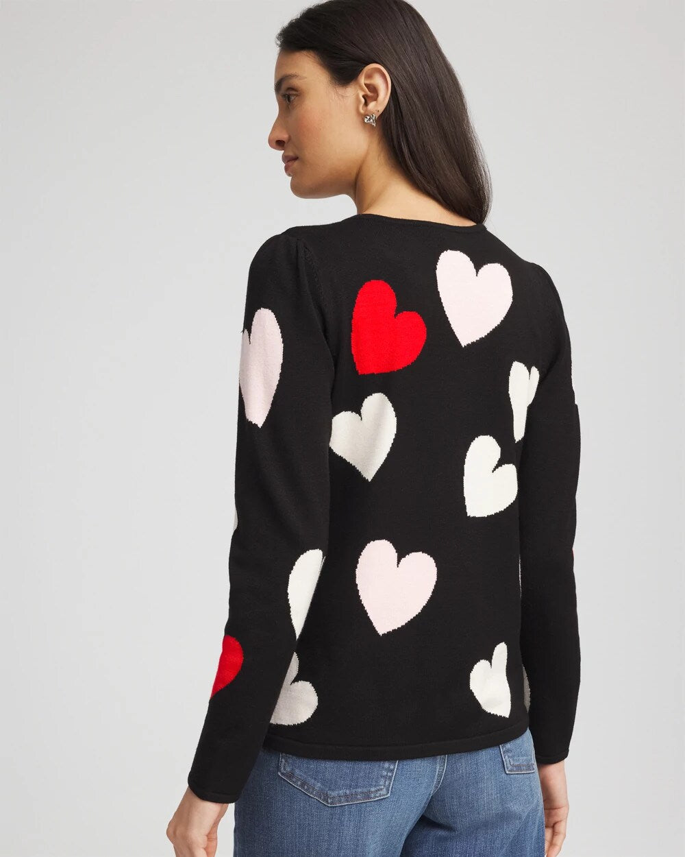 Chico's For Sale Black V-Day Multi-Heart Pullover