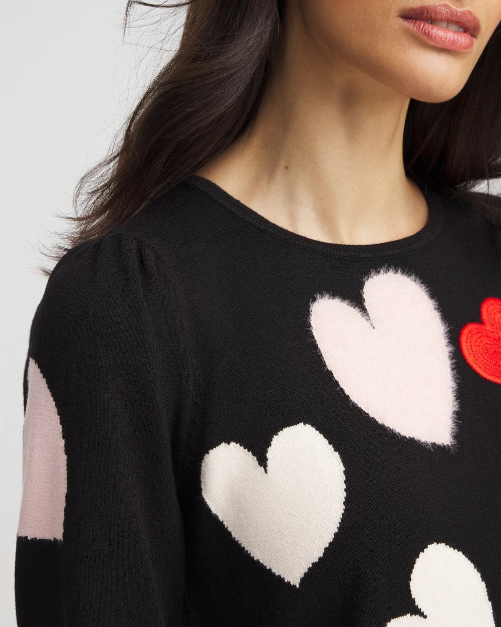 Chico's For Sale Black V-Day Multi-Heart Pullover
