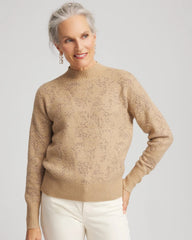 Chico's On Sale Champagne Fizz Jacquard Mockneck Pullover