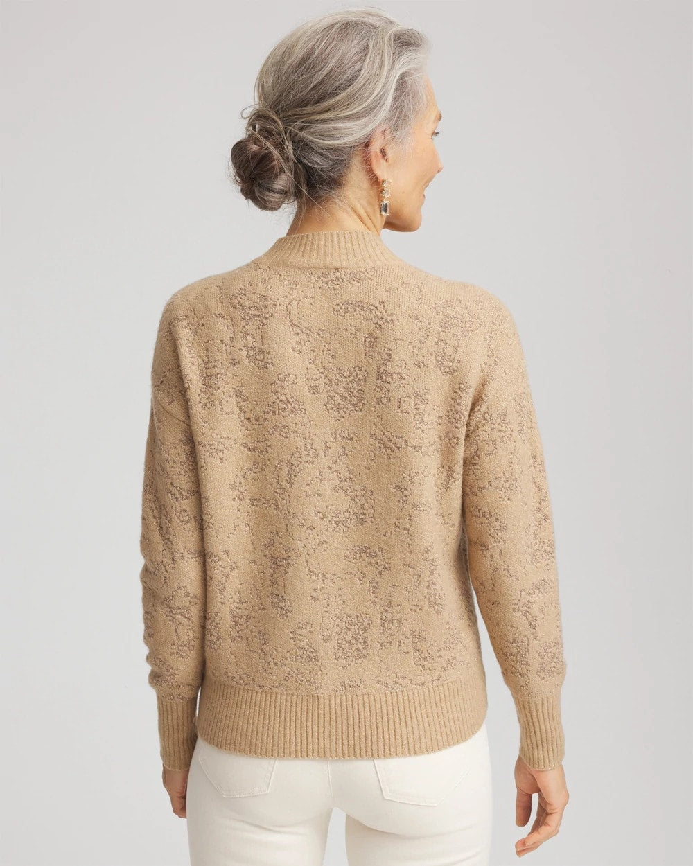Chico's On Sale Champagne Fizz Jacquard Mockneck Pullover