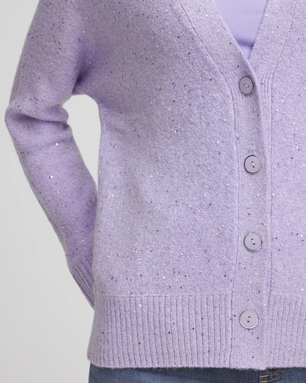 Chico's For Sale Lilac Mist Shine Boyfriend Cardigan