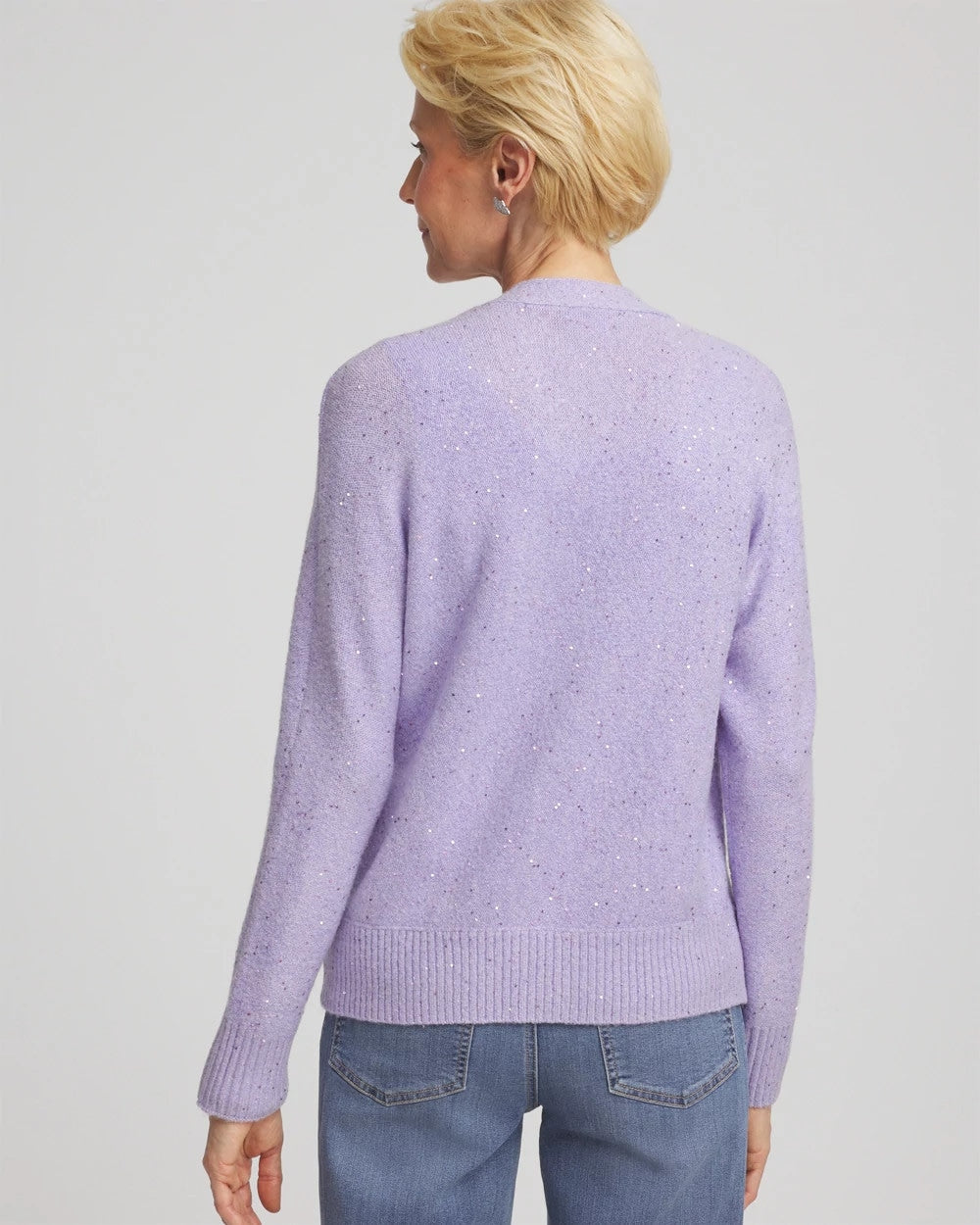 Chico's For Sale Lilac Mist Shine Boyfriend Cardigan