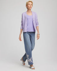 Chico's For Sale Lilac Mist Shine Boyfriend Cardigan