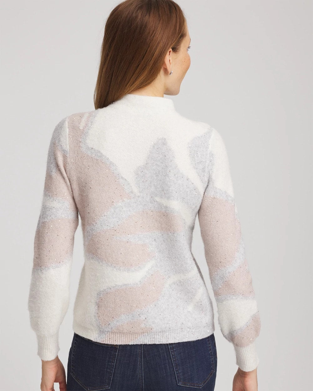 Chico's Online Birch Bark Bloom Metallic Intarsia Pullover Sweater