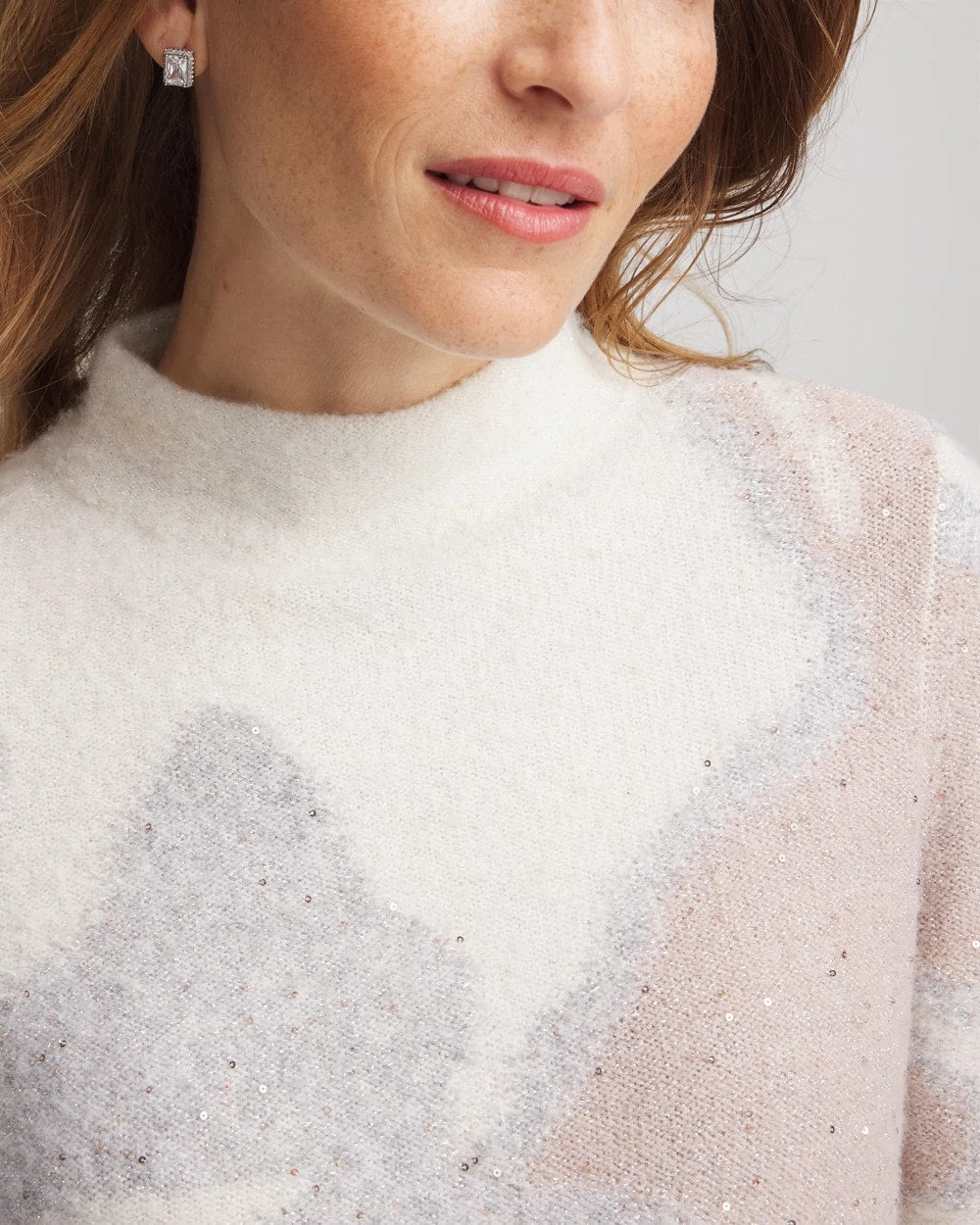 Chico's Online Birch Bark Bloom Metallic Intarsia Pullover Sweater