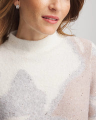 Chico's Online Birch Bark Bloom Metallic Intarsia Pullover Sweater