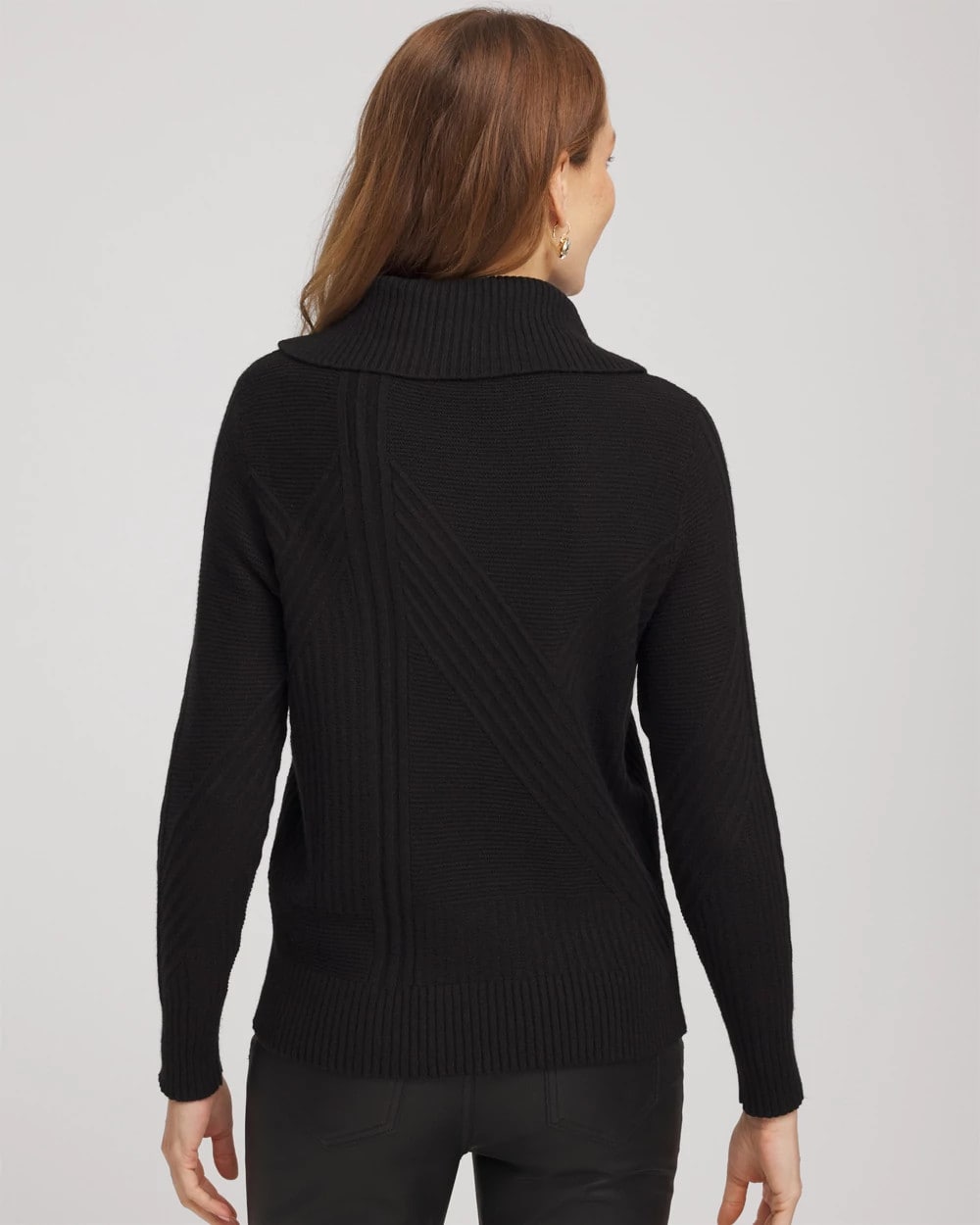 Chico's Discount Black Ribbed Cowlneck Sweater