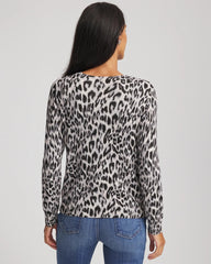 Chico's Outlet English Cream Animal Crewneck Cardigan