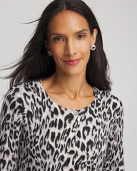 Chico's Outlet English Cream Animal Crewneck Cardigan