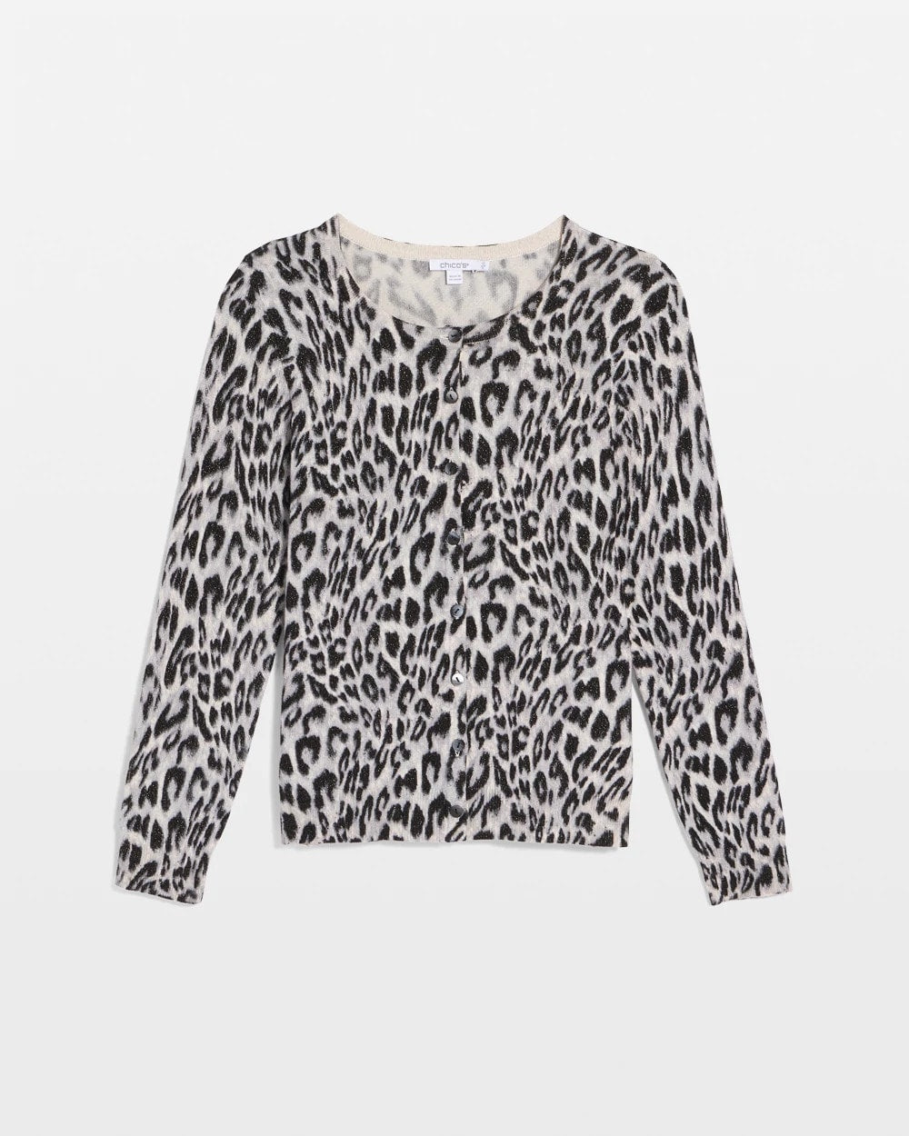 Chico's Outlet English Cream Animal Crewneck Cardigan